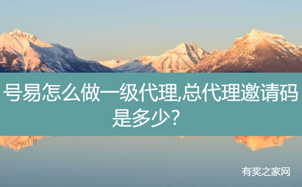 号易怎么做一级代理,总代理邀请码是多少？