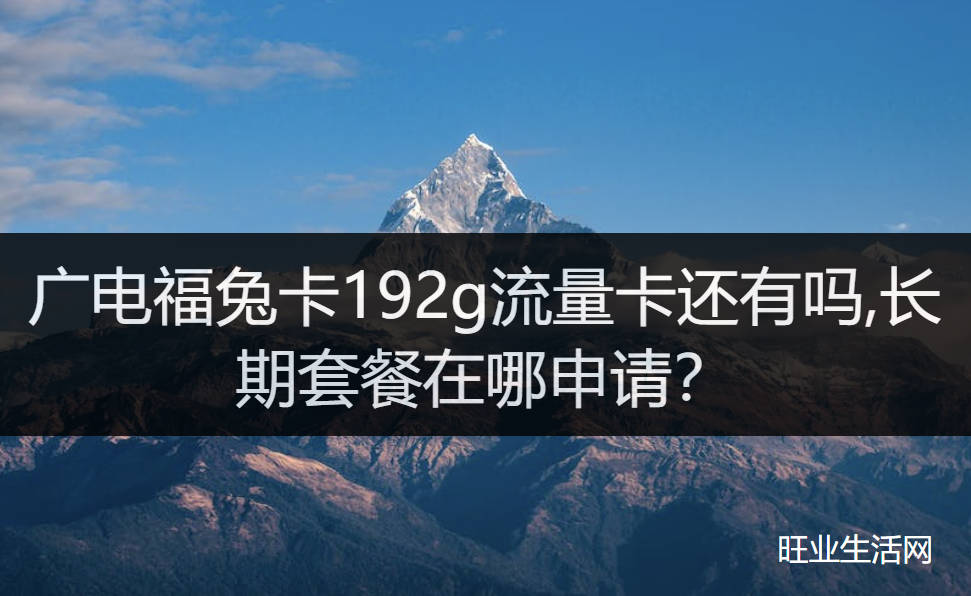 广电福兔卡192g流量卡还有吗,长期套餐在哪申请？