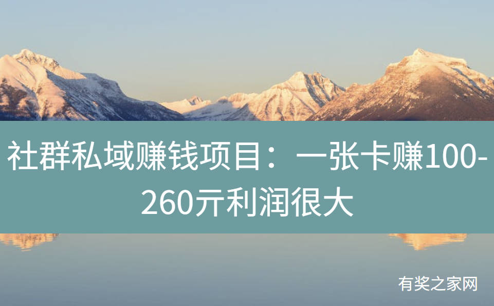 社群私域赚钱项目:一张卡赚100-260亓利润很大