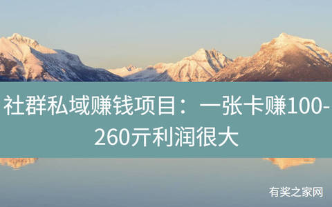 社群私域赚钱项目：一张卡赚100-260亓利润很大