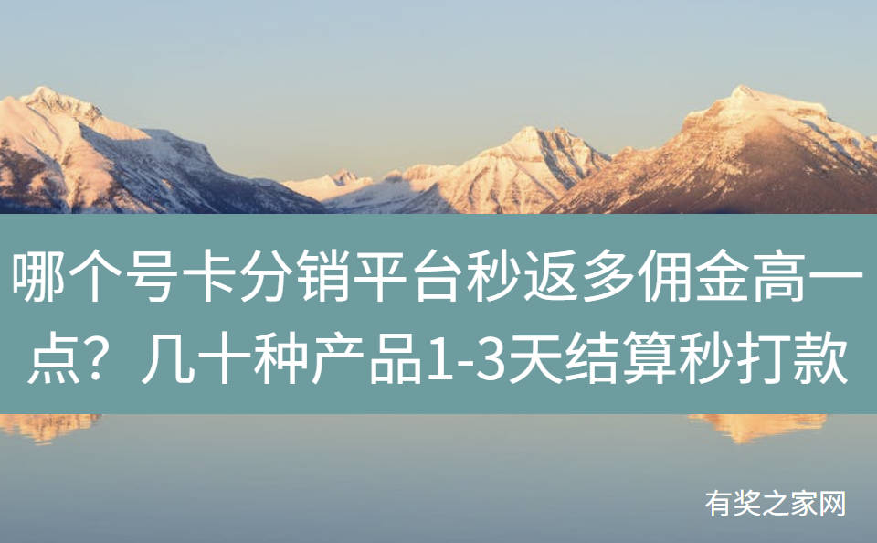 哪个号卡分销平台秒返多佣金高一点？几十种产品1-3天结算秒打款