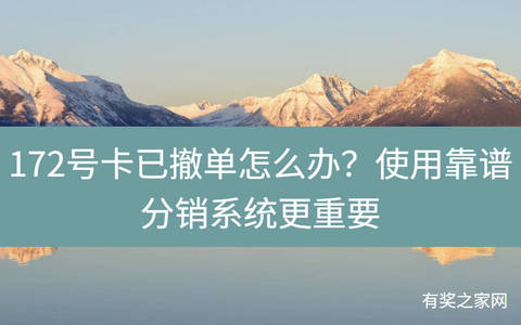 172号卡已撤单怎么办？使用靠谱分销系统更重要