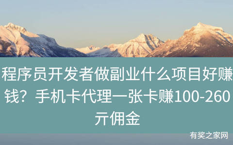 程序员开发者做副业什么项目好赚钱？手机卡代理一张卡赚100-260亓佣金