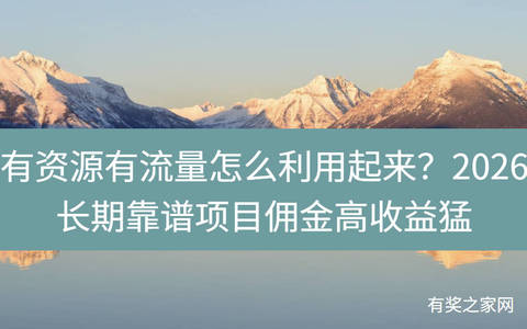 有资源有流量怎么利用起来赚钱？2026长期靠谱项目佣金高收益猛
