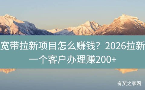 宽带拉新项目怎么赚钱？2026拉新一个客户办理赚200+