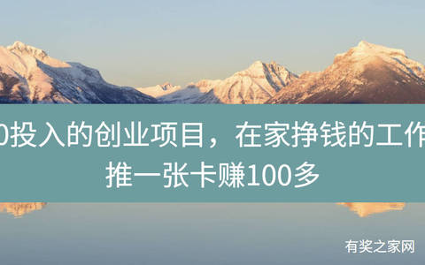 0投入的创业项目，在家挣钱的工作推一张卡赚100多