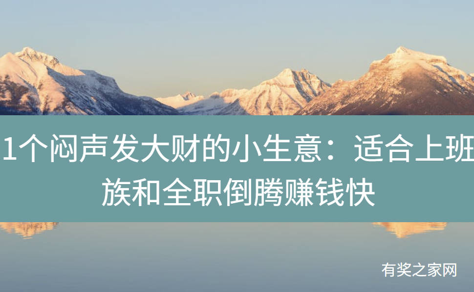 1个闷声发大财的小生意:适合上班族和全职倒腾赚钱快