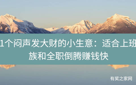 1个闷声发大财的小生意：适合上班族和全职倒腾赚钱快