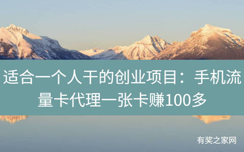 适合一个人干的创业项目：手机流量卡代理一张卡赚100多