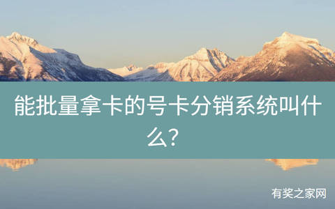 能批量拿卡的号卡分销系统叫什么？支持地推平台推荐