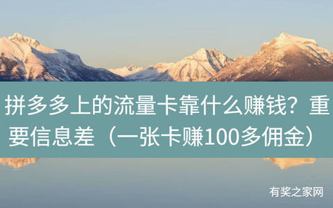 拼多多上的流量卡靠什么赚钱？重要信息差（一张卡赚100多佣金）