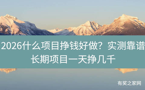2026什么项目挣钱好做？实测靠谱长期项目一天挣几千