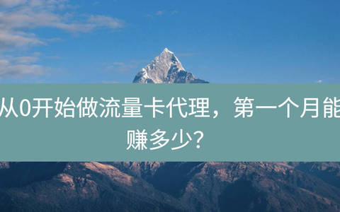 从0开始做流量卡代理，第一个月能赚多少？